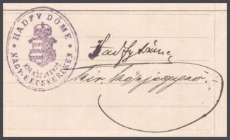 cca 1906-1910 okmány tétel, 2 db: 1906 Közjegyzői okirat, Hadfy Döme nagybecskereki közjegyző bélyeg...