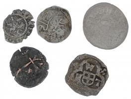 5db-os, vegyes középkori és újkori Ag érmetétel T:2--3- 5pcs, mixed Ag coin lot from the medieval and the earley modern age C:VF-VG