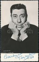 Fernandel (Fernand Joseph Desire Contandin) (1903-1971) francia színész, komikus és énekes aláírása az őt ábrázoló fotón / autograph signature of Fernandel French actor