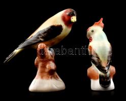 Aquincumi porcelán madár, 2 db, kézzel festett, jelzett, hibátlan, m: 8 és 9 cm