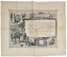 1905 Veszprém, katonai végelbocsátó levél, ragasztott