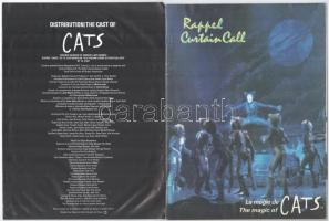 cca 1990 Cats - Macskák musical 3 db angol és francia nyelvű prospektusa, részben kissé hullámos