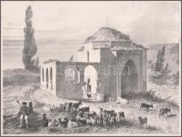 Denis Auguste Marie Raffet (1804-1860): Mária sírja (Tombeau de Mariah). Litográfia, papír, jelzett ...