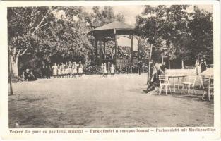 1925 Buziásfürdő, Baile Buzias; Vedere din parc cu pavilonul muzicei / Park részlet a zenepavilonnal / park, music pavilion