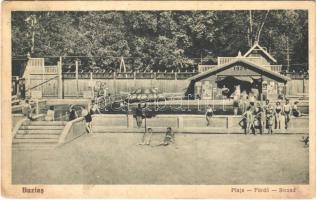 1933 Buziásfürdő, Baile Buzias; Plaja / Fürdő / Strand / beach, swimming pool, bathers (ázott sarkak / wet corners)