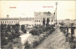 1907 Komárom, Komárno; Felső Duna sor, üzletek. E.D.F. Pannonia kiadása / street view, shops (EK)