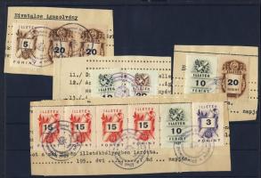 1950-1959 Vegyes felhasználású okirati bélyegek kivágásokon kat. ár: darabonként 50 EUR