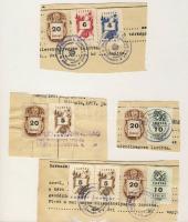 1950-1954 Vegyes felhasználású okirati bélyegek kivágásokon kat. ár: darabonként 50 EUR