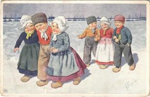 Children art postcard, folklore. B.K.W.I. 190-3. s: K. Feiertag (kopott sarkak / worn corners)