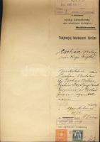 1927 Korona-pengő vegyes felhasználású illetékbélyegek iraton