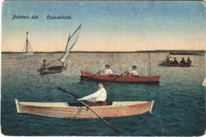 Balaton, csónakázók, vitorlás (EM)