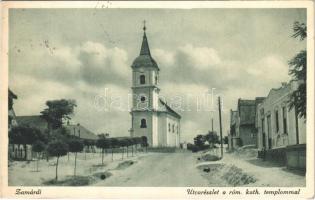 1935 Zamárdi, utca részlet, római katolikus templom