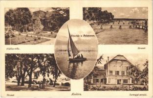1943 Alsóörs, Miklós villa, strand, Somogyi penzió, vitorlás a Balatonon