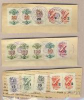 1957 Okirati illeték sor bélyegei összefüggésekben kivágásokon