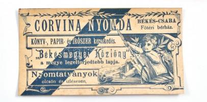 1934 Az orosházi Demartsik cég fali naptár lakátja szakadással 56x70 cm + a békéscsabai Corvina nyom...