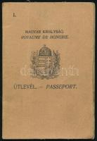 1929 Bp., Magyar Királyság által kiállított fényképes útlevél, foltos / Hungarian passport with faul...
