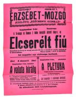 cca 1930 Pestújhely Erzsébet mozi plakát 30x40 cm