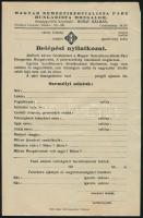 1930 Magyar Nemzetiszocialista Párt Hungarista mozgalom belépési nyilatkozat