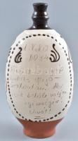 cca 1970-1980 Várdai pálinkás butéla, mázas kerámia. mázhibákkal, m: 17 cm