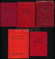 1953-1989 Magyar Szocialista Munkáspárt párttagsági könyv, 5 db