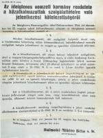 1945 Az Ideiglenes Nemzeti Kormány két hirdetménye a közszolgáltatásokról és a közbiztonságról 25x40...