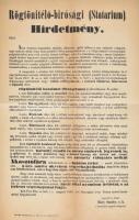 1868 Statárium kihirdetéséről szóló rendelet Pest Pilis Solt Kiskun megyére 30x45 cm