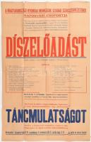 1948 Magyarországi Nyomdai Munkások Szabad Szakszervezetének kaposvári csoportjának díszelőadása és táncmulatsága, plakát, hajtott, szakadásokkal, 95×62 cm