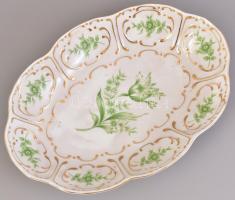 Hollóházi kínáló tál. Kézzel festett, jelzett, kopásokkal 28 cm