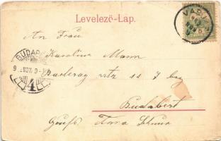 1902 Varjas, Varias; Fő tér, templomok. Elszner F. kiadása / main square, churches (b)