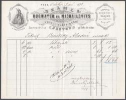 1873 Pest, Hugmayer és Michailovits vászonraktárának fejléces számlája
