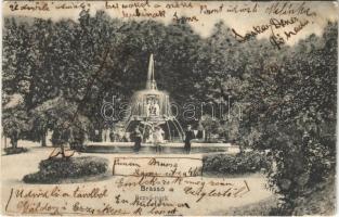 1906 Brassó, Kronstadt, Brasov; Rezső park, szökőkút. M. T. és F. I. Koch WIlly kiadása / park (EB)