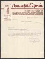 1939 Bp., Hennefeld Ignác Jégszekrénygyár Rt. fejléces levélpapírjára írt levél