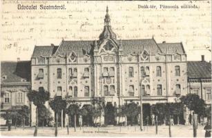 1905 Szatmárnémeti, Szatmár, Satu Mare; Deák tér, Pannonia szálloda, üzletek. Hollósi felvétele / square, hotel, shops (r)