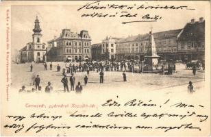 Temesvár, Timisoara; Gyárváros, Kossuth tér, emlékmű, Bruder Kohn üzlete / Fabric, square, shops, statue (EK)