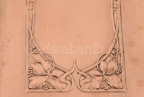 Szecessziós füles réz tálca XX sz. eleje 43x20 cm