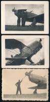 cca 1930-1940 Repülőgépek, pilóták, 3 db fotó, 9,5x6,5 cm