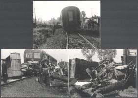 cca 1970-1980 Vasúti szerencsétlenségről készült képek, 6 db fotó, 15x10,5 cm