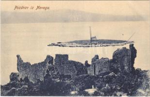 Novi Vinodolski, Novi, Novoga; sziget, várrom / castle ruins, island