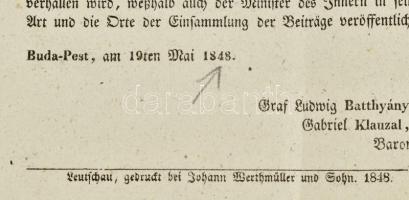 1848 A magyar minisztérium (kormány) felhívása az ország népéhez Nemzetőrség felállítására német nye...