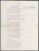 1939 Reményik Sándor (1890-1941) Az encián megkékül c. verse, a költő saját kezű aláírásával, Dr. Nyírő Gyula részére dedikálva