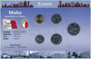 Málta 2001-2006. 1c-25c (5xklf) nem hivatalos forgalmi sor kartonlapon T:1-2 Malta 2001-2006. 1 Cent - 25 Cents (5xdiff) unofificial coin set on cardboard C:UNC-XF