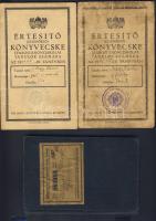 1941-1942 2 db ipari iskolai értesítő könyv, 1939. Vas- és Fémmunkások Központi Szövetségének tagkönyve