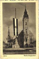 1940 Losonc, Lucenec; Országzászló, templomok. Filó M. kiadása / Hungarian flag, churches (EK)