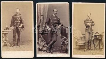 cca 1870 Azonosítatlan magyar főúr és katona 3 db fotója vizitkártya méretben