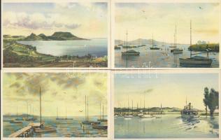 12 db nem futott balatoni festménylap a 40-es évek végéről