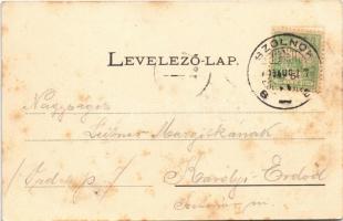 1903 Szolnok, Tisza-part, templomok, zsinagóga. Szigeti H. udvari fényképész (fl)