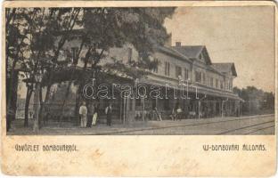 1901 Dombóvár, Újdombóvár vasútállomás (kopott sarkak / worn corners)