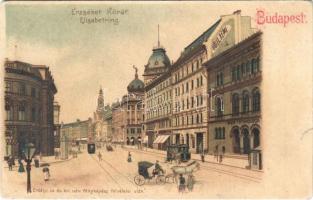 1903 Budapest VIII. Erzsébet körút, villamos, M. kir. Technológiai és Iparmúzeum, Hotel Rémi szálloda. Erdélyi cs. és kir. udvari fényképész felvételei után. litho (r)