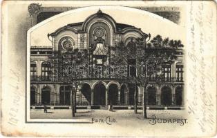 1902 Budapest XIV. Városliget, Park-Club. Art Nouveau, floral, litho (r)