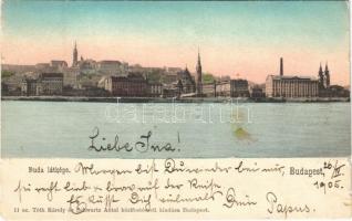 1905 Budapest I. Buda látképe, Királyi vár. Tóth Károly és Schwartz Antal kézifestészeti kiadása (kis szakadás / small tear)